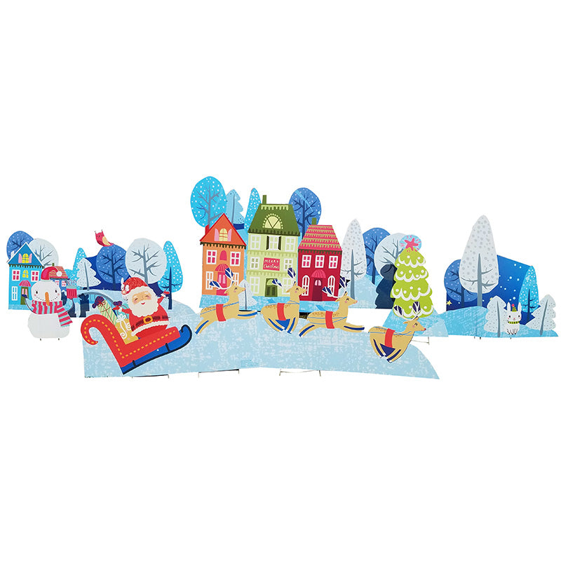 CHRISTMAS VILLAGE Set of Plastic Outside Standups Standees - Front