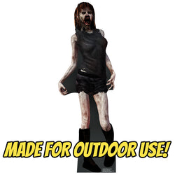 ZOMBIE WOMAN Lifesize Plastic Outdoor Cutout Standup Standee
