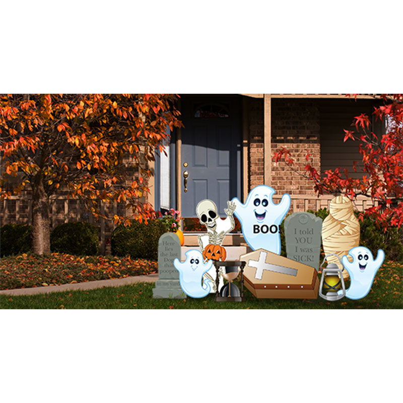 SPOOKY FUN THEME SET Outdoor Yard Decor Standups Standees - Example