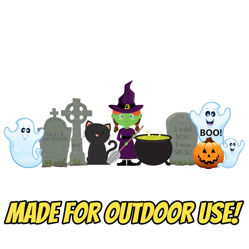 WITCH AND GHOSTS SET Outdoor Yard Decor Standups Standees