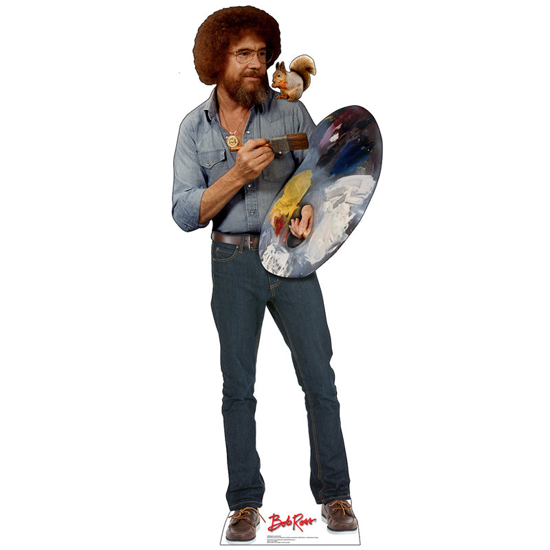 BOB ROSS & SQUIRREL "The Joy of Painting" Lifesize Cardboard Cutout Standup Standee - Front