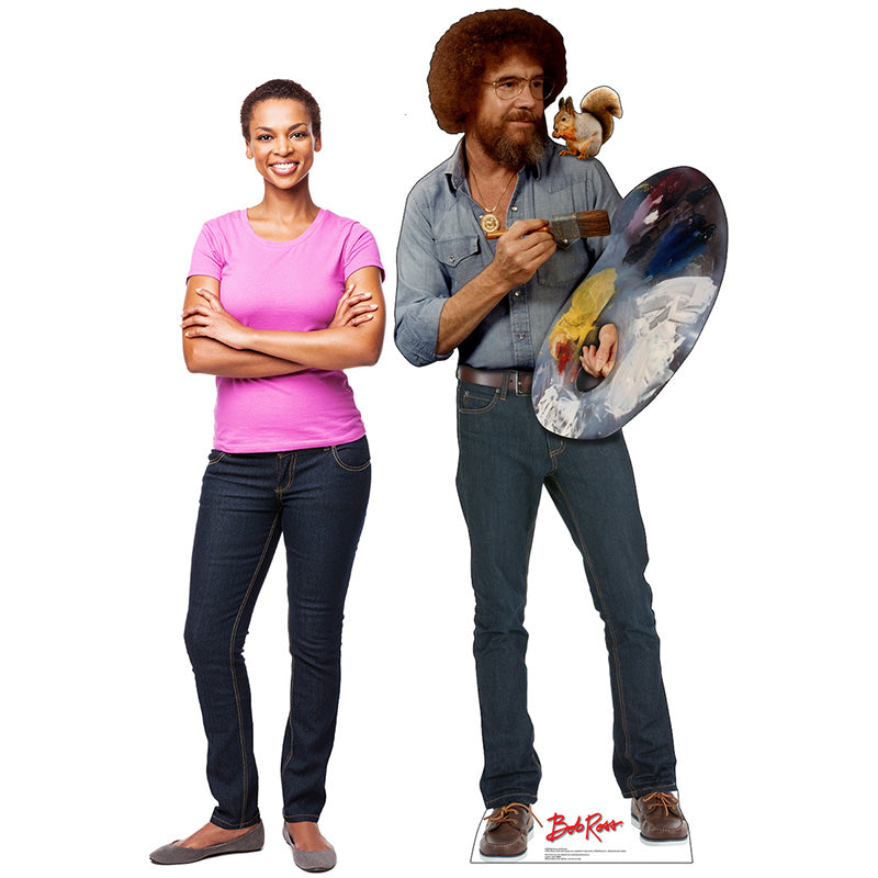 BOB ROSS & SQUIRREL "The Joy of Painting" Lifesize Cardboard Cutout Standup Standee - Example