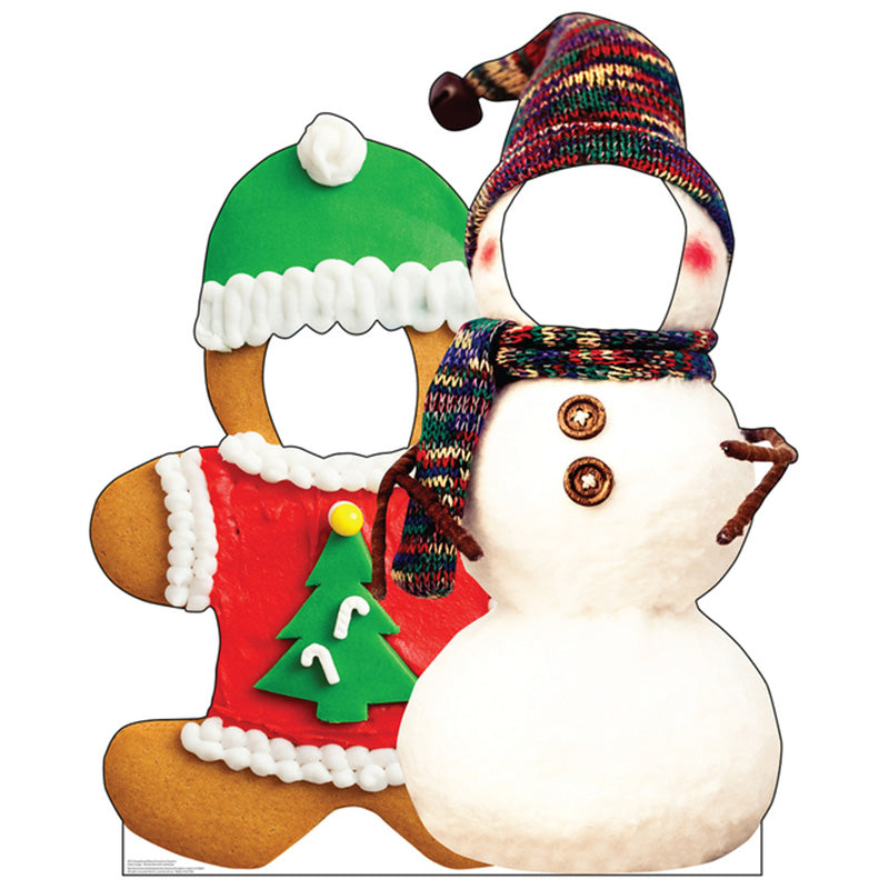 GINGERBREAD MAN & SNOWMAN STAND-IN Cardboard Cutout Standup Standee - Front