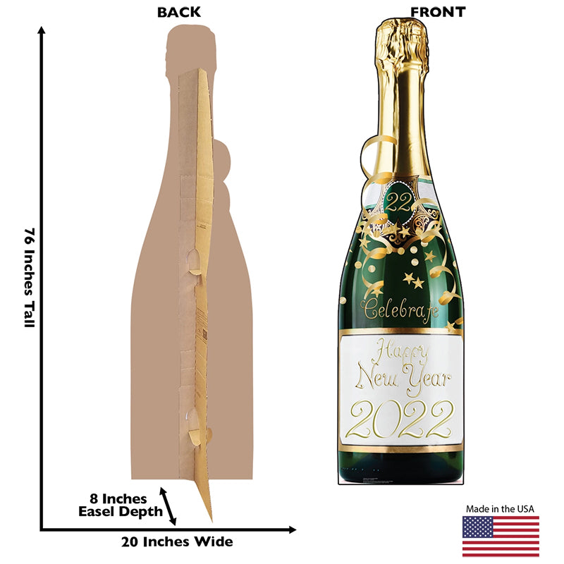 NEW YEAR'S EVE 2022 CHAMPAGNE BOTTLE Cardboard Cutout Standup / Standee