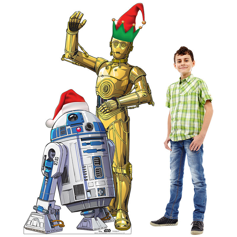 CHRISTMAS R2-D2 & C-3PO "Star Wars" Lifesize Plastic Outdoor Cutout Standup Standee - Example