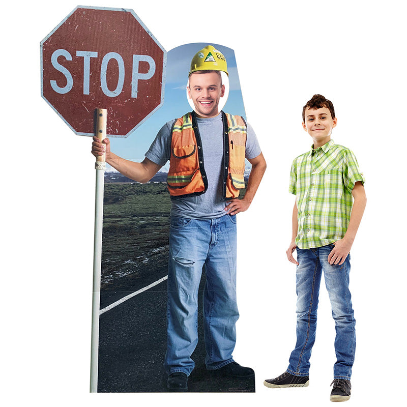 CONSTRUCTION WORKER STAND-IN Lifesize Cardboard Cutout Standup Standee - Example