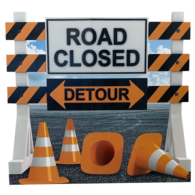 ROAD CLOSED / DETOUR Cardboard Cutout Standup Standee - Front