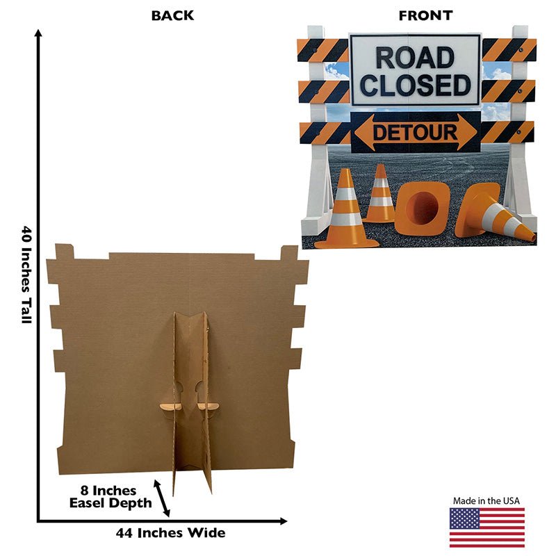 ROAD CLOSED / DETOUR Cardboard Cutout Standup Standee - Back