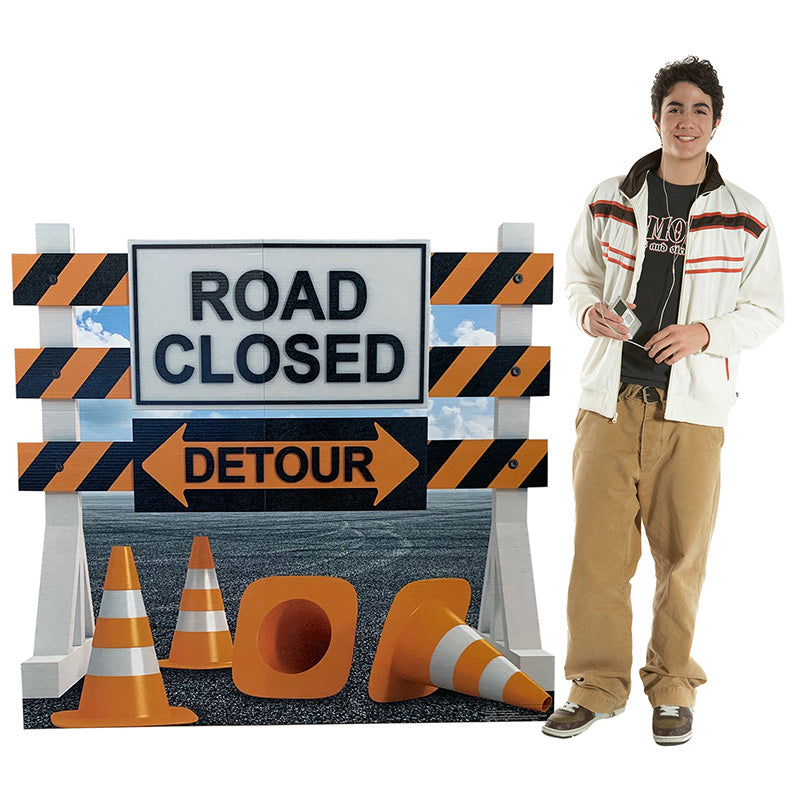 ROAD CLOSED / DETOUR Cardboard Cutout Standup Standee - Example