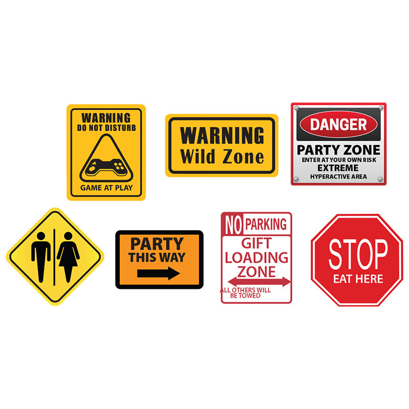 PARTY CONSTRUCTION SIGNS SET Cardboard Cutout Standups Standees - Front