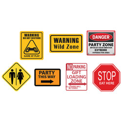 PARTY CONSTRUCTION SIGNS SET Cardboard Cutout Standups Standees - Front