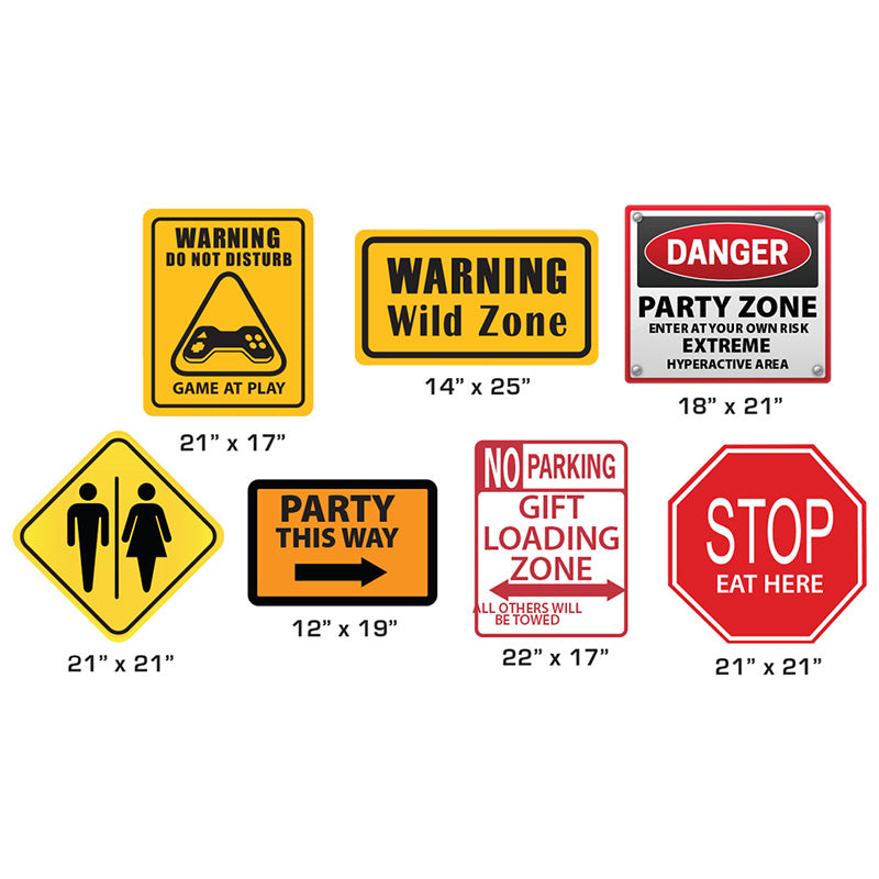 PARTY CONSTRUCTION SIGNS SET Cardboard Cutout Standups Standees - Sizes
