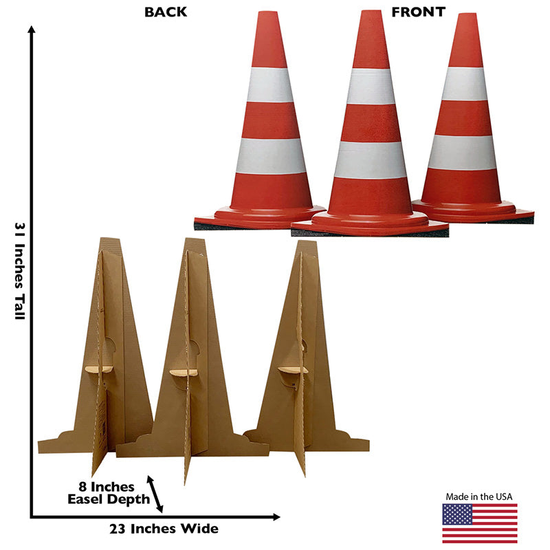 CONSTRUCTION CONES SET Cardboard Cutout Standups Standees - Back