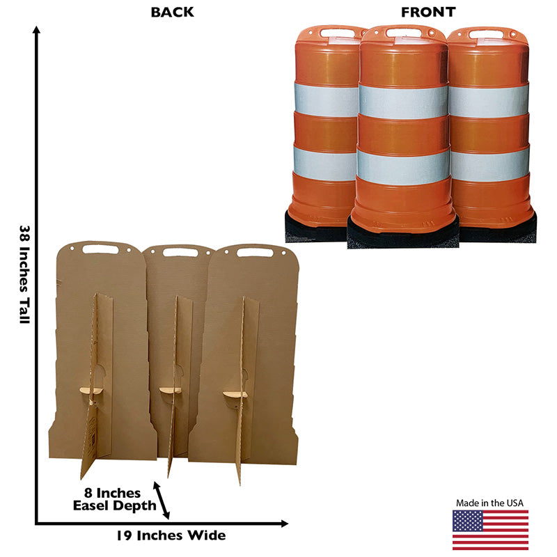 CONSTRUCTION BARRELS SET Cardboard Cutout Standups Standees - Back