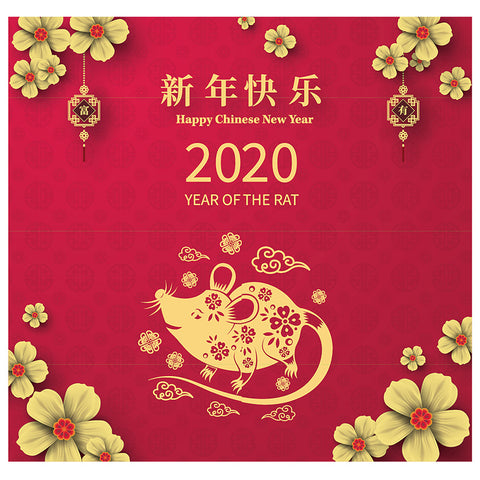 YEAR OF THE RAT CHINESE NEW YEAR BACKDROP Cardboard Cutout Standup Standee - Front