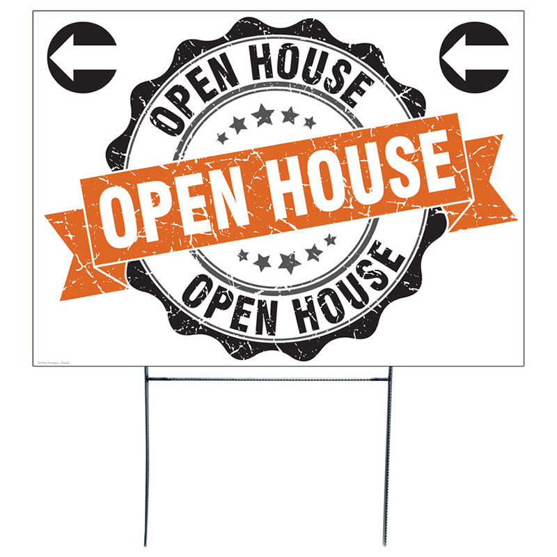 OPEN HOUSE LEFT Plastic Outdoor Yard Sign Decor - Example