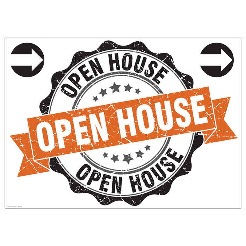 OPEN HOUSE RIGHT Plastic Outdoor Yard Sign Decor - Front