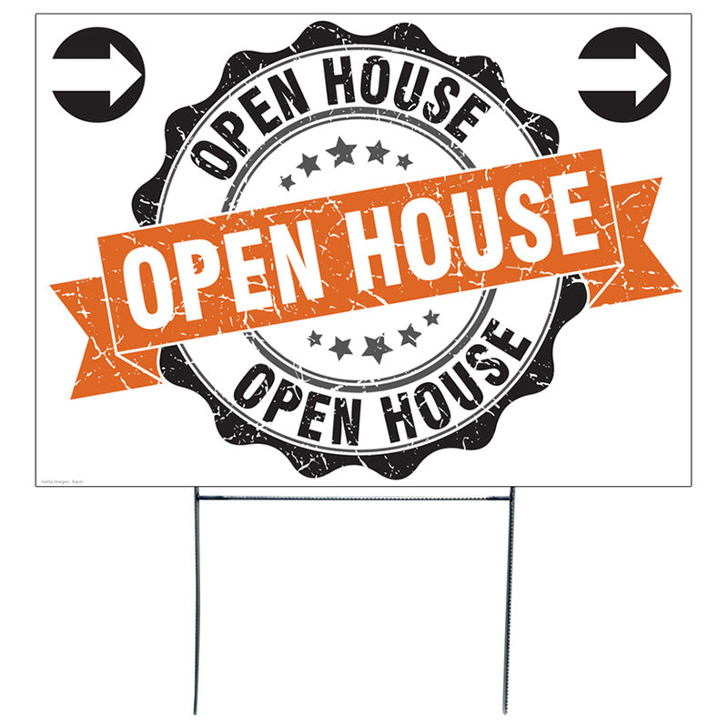 OPEN HOUSE RIGHT Plastic Outdoor Yard Sign Decor - Example