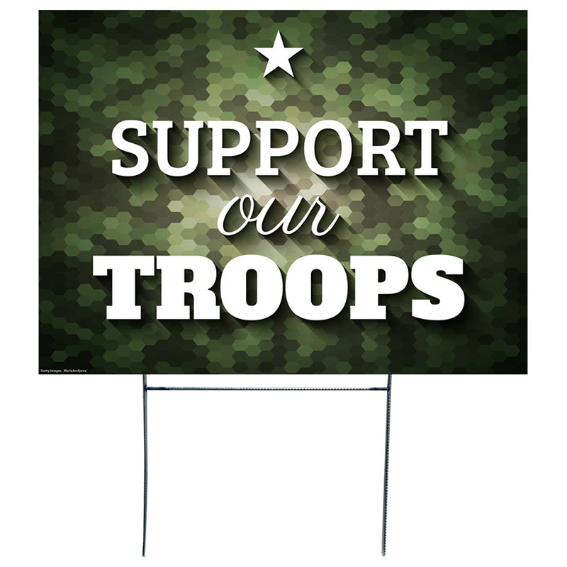 SUPPORT OUR TROOPS Plastic Outdoor Yard Sign Decor - Example