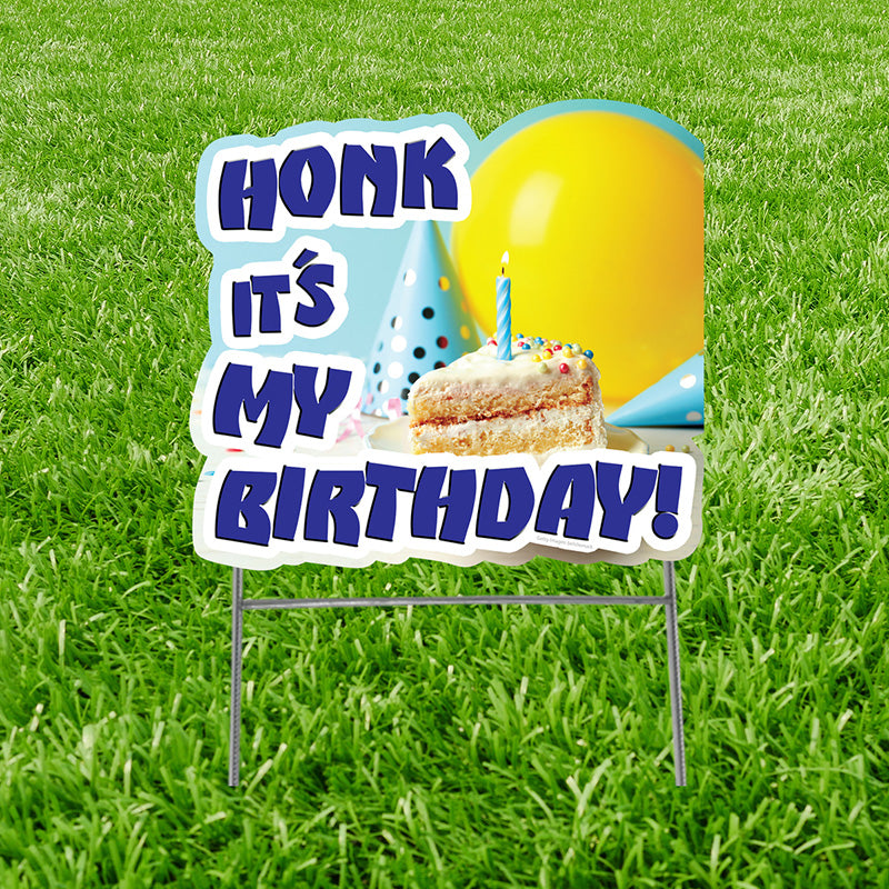 HONK IT'S MY BIRTHDAY! 25" x 23" Plastic Outdoor Yard Sign Standup / Standee