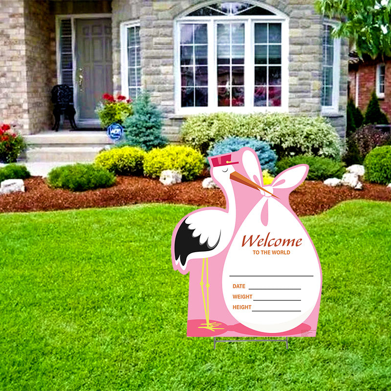 NEW BABY PINK WELCOME TO THE WORLD Plastic Outdoor Yard Sign Standup / Standee
