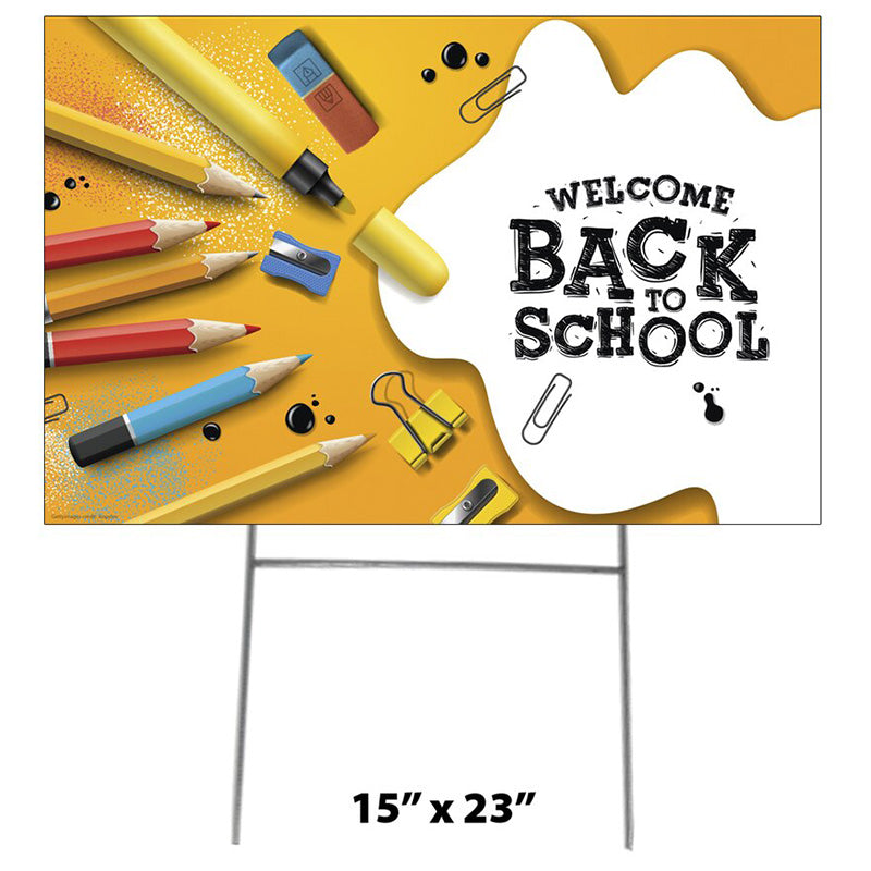 WELCOME BACK TO SCHOOL Plastic Outdoor Yard Sign Standup / Standee