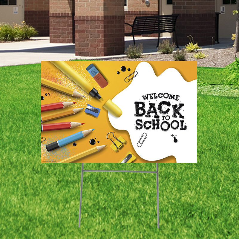 WELCOME BACK TO SCHOOL Plastic Outdoor Yard Sign Standup / Standee