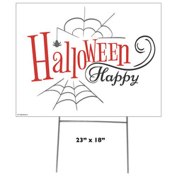 HAPPY HALLOWEEN SPIDER'S WEB Plastic Outdoor Yard Sign Standup / Standee