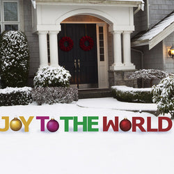 JOY TO THE WORLD Set of Plastic Outdoor Yard Sign Standups / Standees