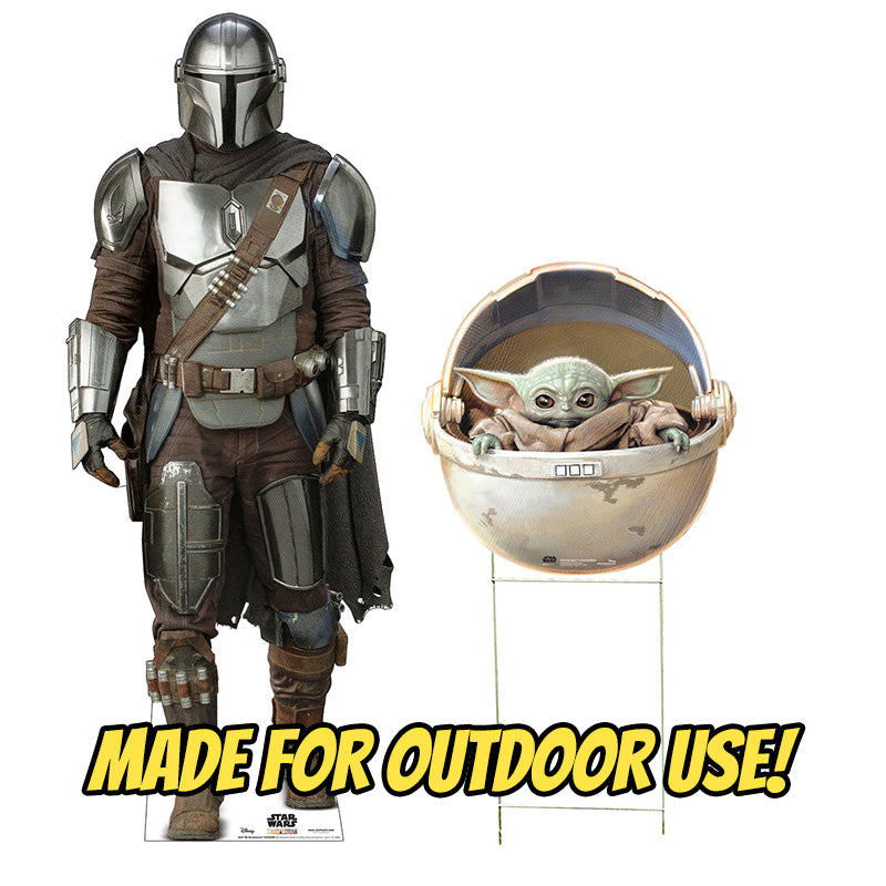 THE MANDALORIAN & THE CHILD IN POD 2-PIECE SET "Star Wars: The Mandalorian" Plastic Outdoor Yard Sign Standups / Standees