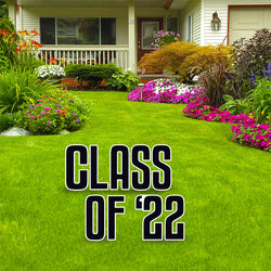 CLASS OF '22 (BLACK) Set of 9 Plastic Outdoor Yard Sign Standups / Standees