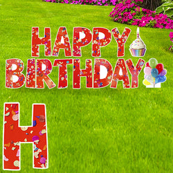 HAPPY BIRTHDAY (CONFETTI) Set of Plastic Outdoor Yard Sign Standups / Standees