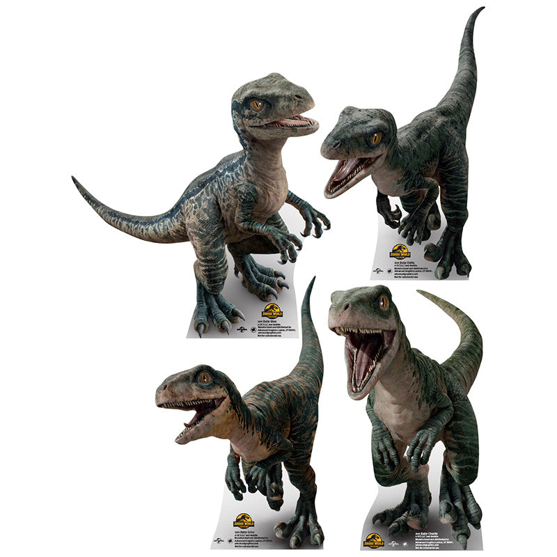 VELOCIRAPTOR SET OF 4 MINI-STANDEES "Jurassic World Dominion" Cardboard Cutout Standup / Standee